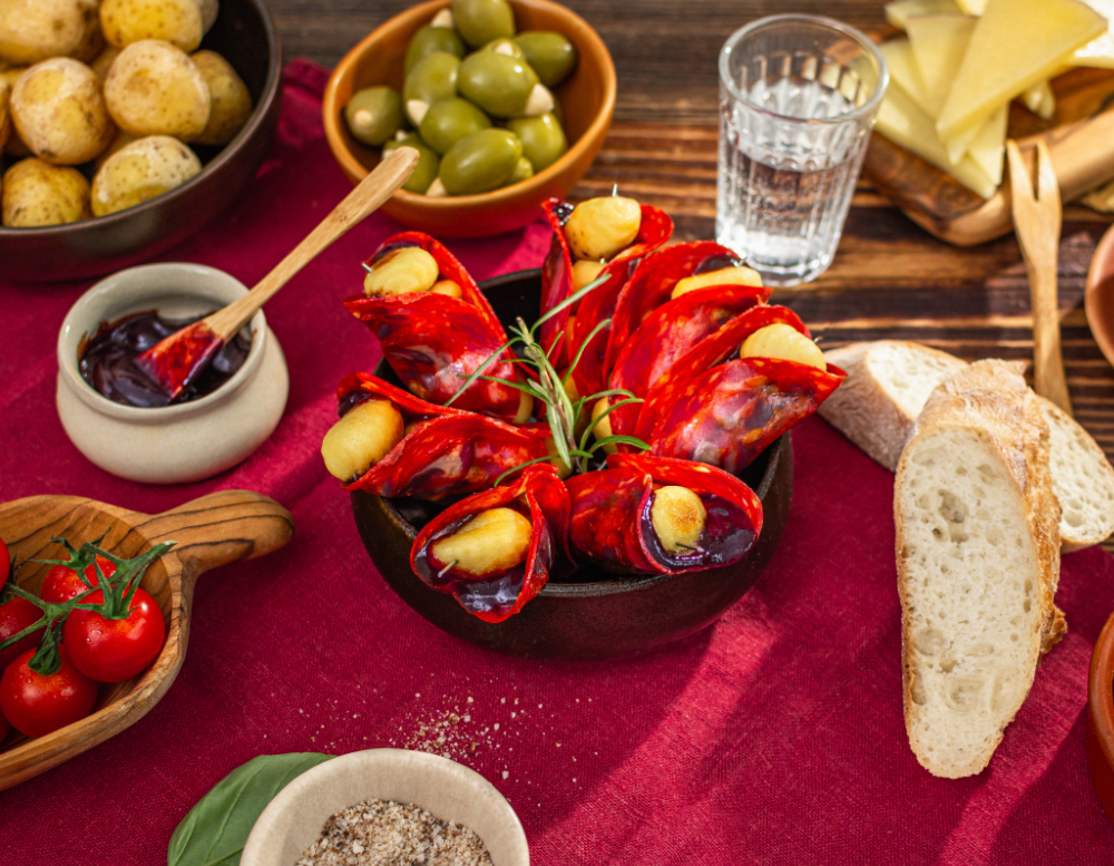 Gerollte Gnocchi in Chorizo mit Pflaumenmus